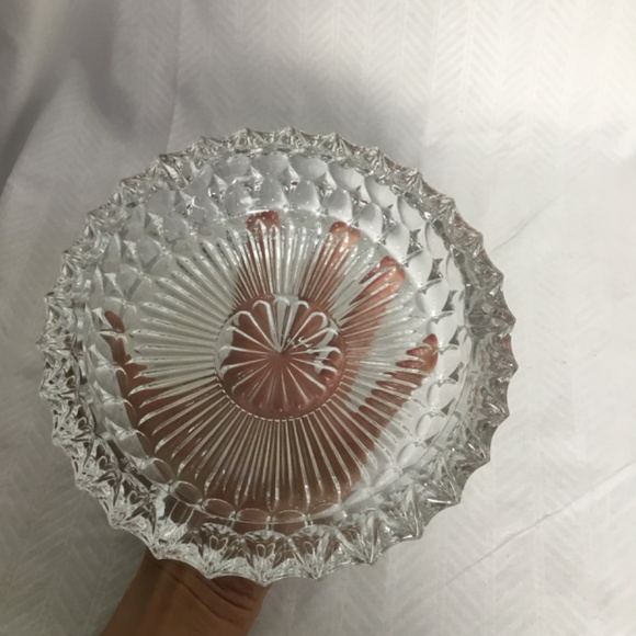 Large Heavy Lead Crystal Glass Ashtray Made in Italy Clear Vintage 7 1/2" - Picture 6 of 11